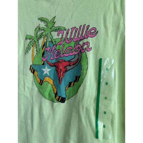 Zion Willie Nelson Graphic Tank Top Sleeveless‎ Ribbed Knit Green Medium - Picture 4 of 4